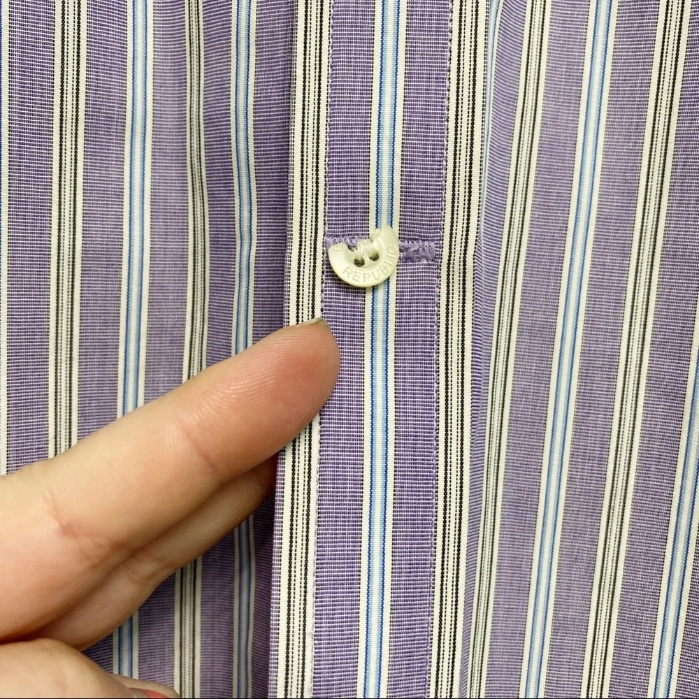 banana republic | purple stripe non-iron button down shirt m